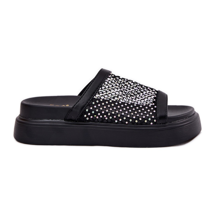 S.Barski Sisustetut naisten flip flops lavalla Mesh S. Barski My51-016 Black musta