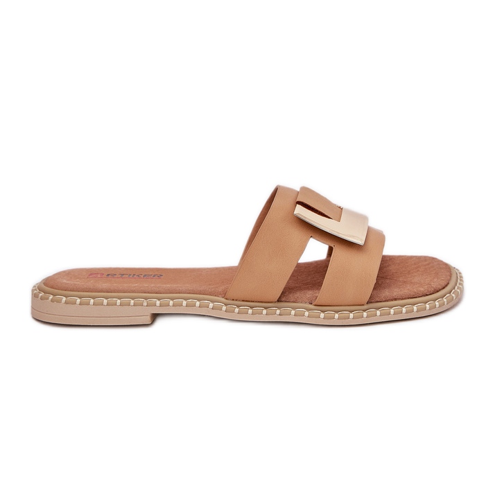 Naisten litteät flopsit koristeellisella yksityiskohdilla Artiker 56c1335 beige