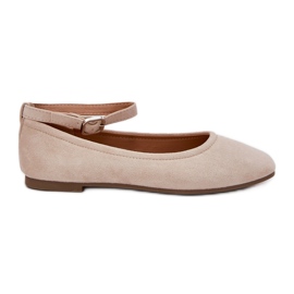 Eco mokkanahkabaleriinit vyöllä ja beige -puristimella