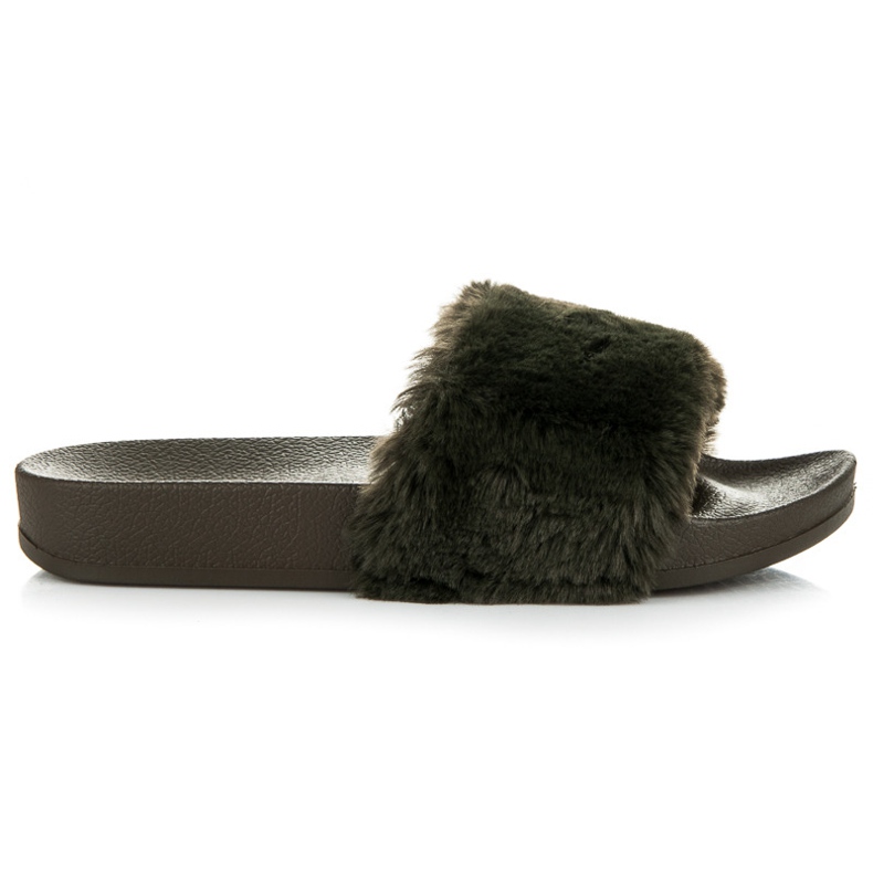 Via Giulia  Tummanvihreät tossut turkisella