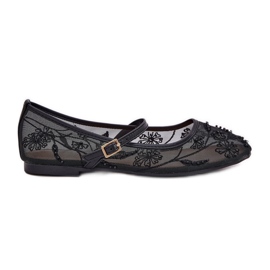 Mesh Ballerinas kirjontalla ja mustalla sisustuksella