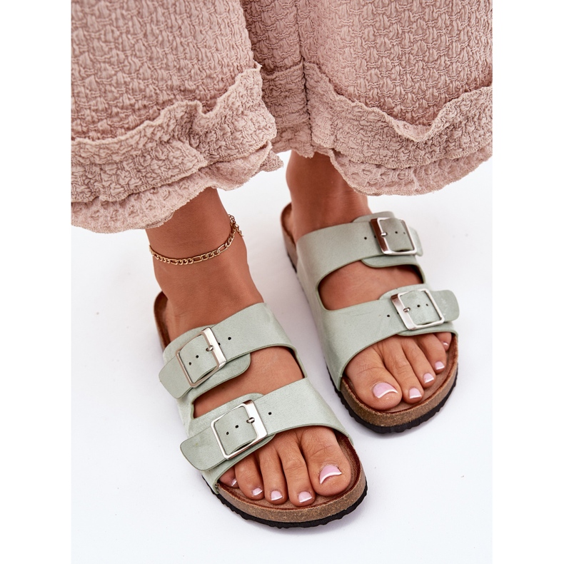 Naisten flip flops Cork -alustan minttukiinnikkeissä vihreä