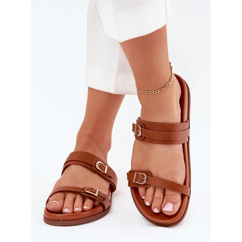 Naisten tossut, joissa on kamelin soljet ruskea