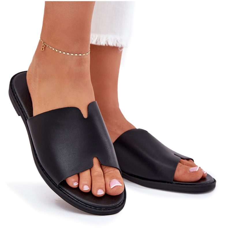 EVento Naisten flip flops flat -nested nahka musta EVento Naisten flip flops flat -nested nahka musta