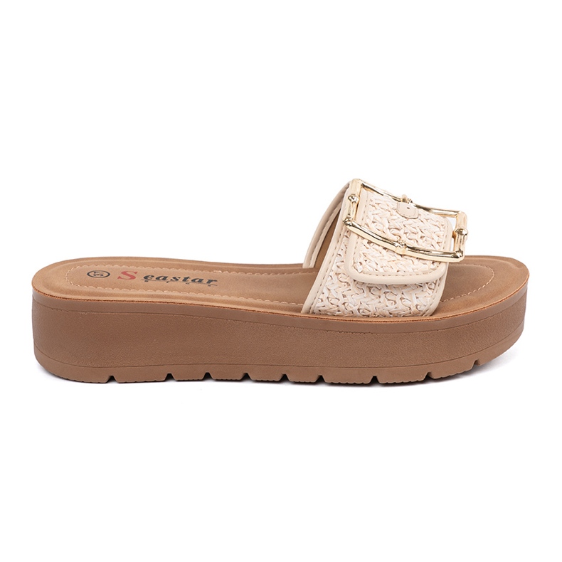 Seastar Tohvelit koristeltu kultaisella puristimella kultainen