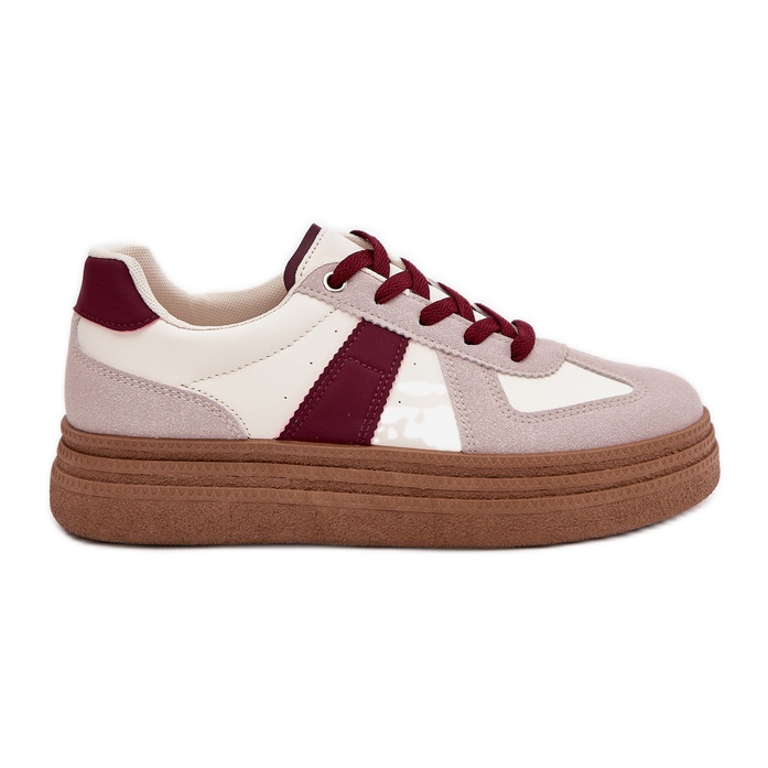 Naisten lenkkarit viininpunaisella alustalla punainen