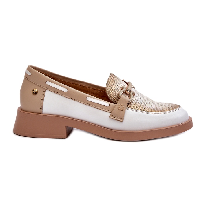 Maciejka Leather Loafers 06493-11 valkoinen ja beige