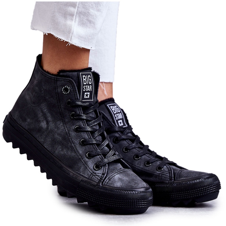 Big Star Naisten iso tähti eristetty musta GG274069 lenkkarit harmaa