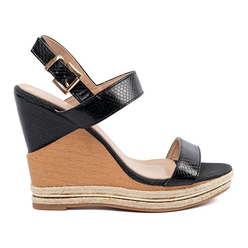 Shelvt Korkeat kiilan sandaalit musta