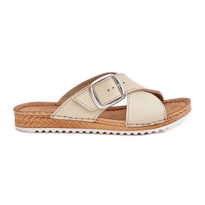Naisten nahkainen flops inblu VO0004gu Buckle Beige