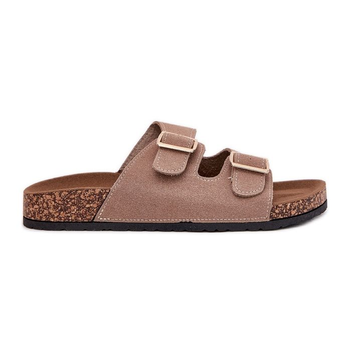 Boto Naisten flip flops, jossa on kultaiset kiinnittimet ja ompelee Khaki Luner beige