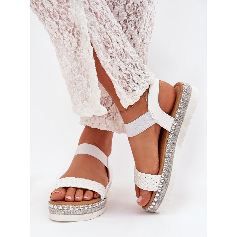 Boto Naisten sandaalit punoksella sisustetulla alustalla valkoinen Velara