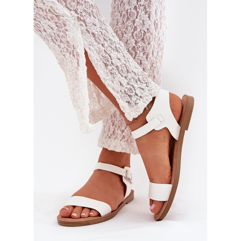 Boto Flat -Pested Women's Sandaalit Eco Leather White Kivarra valkoinen