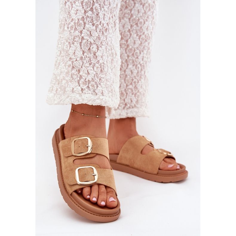 Boto Naisten flip flops lavalla Camel Venen Gold -solkeilla ruskea