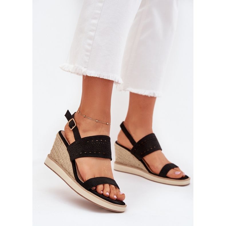 Boto Naisten avoimet sandaalit kiilaksi mustalla zolira -punolla