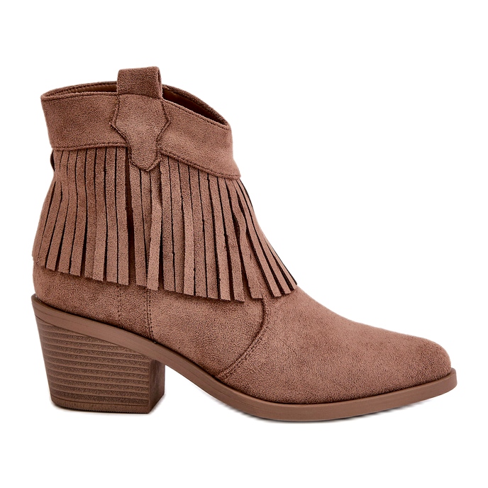 Naisten eko-elendian ruskeat saappaat Fringes S.Barski HY42-127 beige