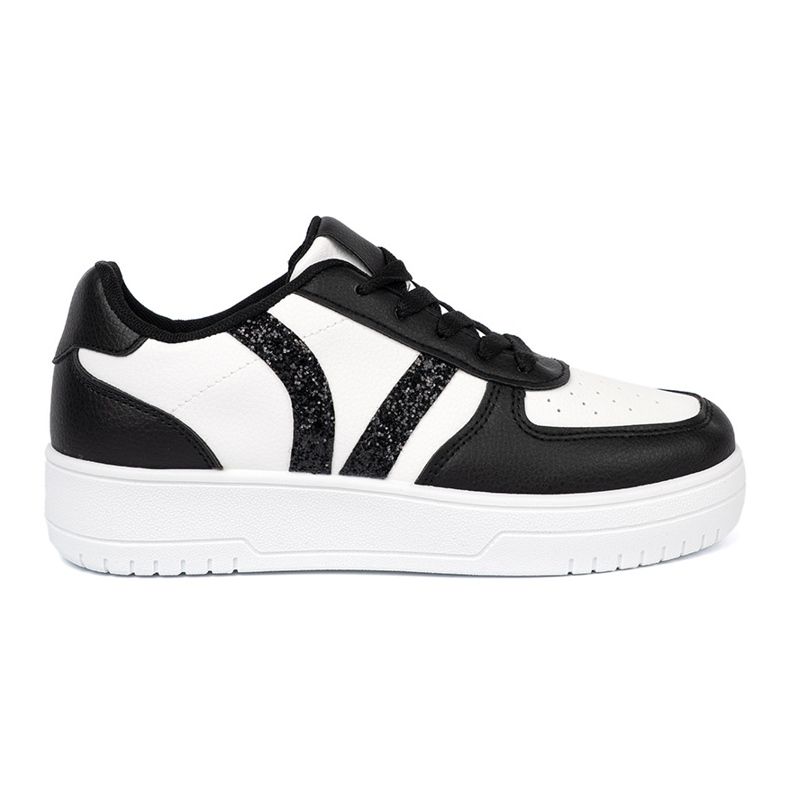 Shelvt Tyylikäs mustavalkoinen lenkkarit kimaltelevilla inserteillä