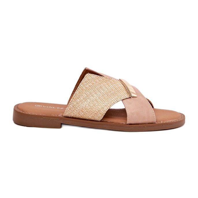 Naisten litteät korkokengät koristeellisella Vinceza 17385 beigellä