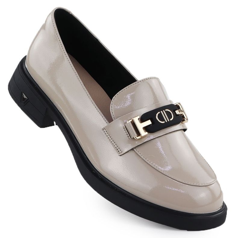 Naisten nahkakengät lakattu beige Vinceza 39957