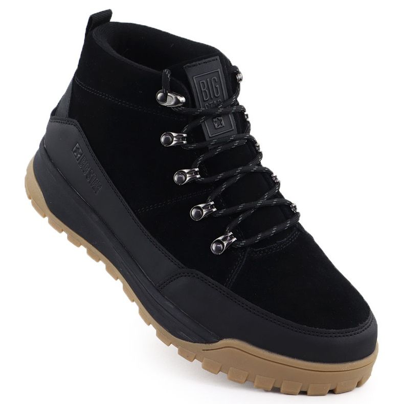 Miesten nahkainen retkeilykengät, ei eristetyt mustat Big Star SS174265