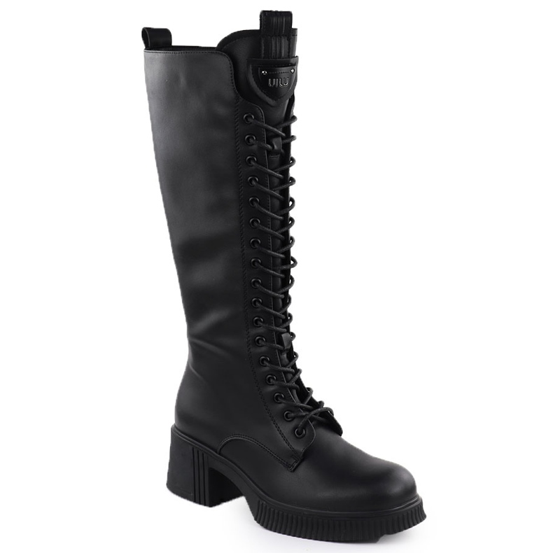 Naisten nahka saappaat pitsi -boots Black Vinceza 66804 -lohkossa