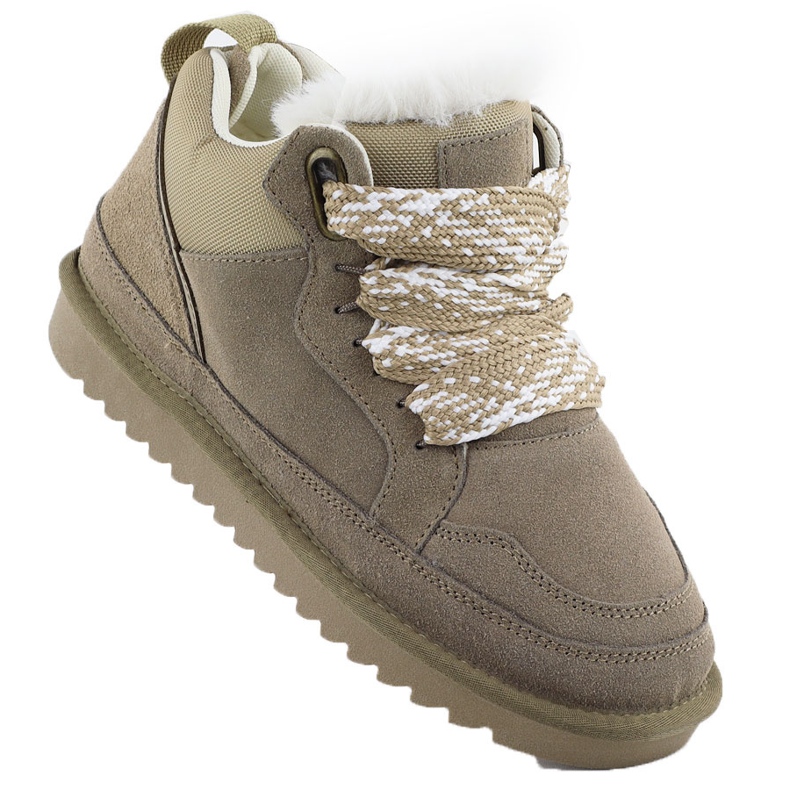 Naisten nahkakengät eristetyt lenkkarit turkista beige Vinceza 97963