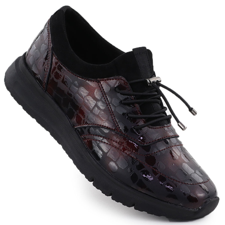 Naisten nahkakengät asetettu lakattu viininpunainen Filippo DP7117