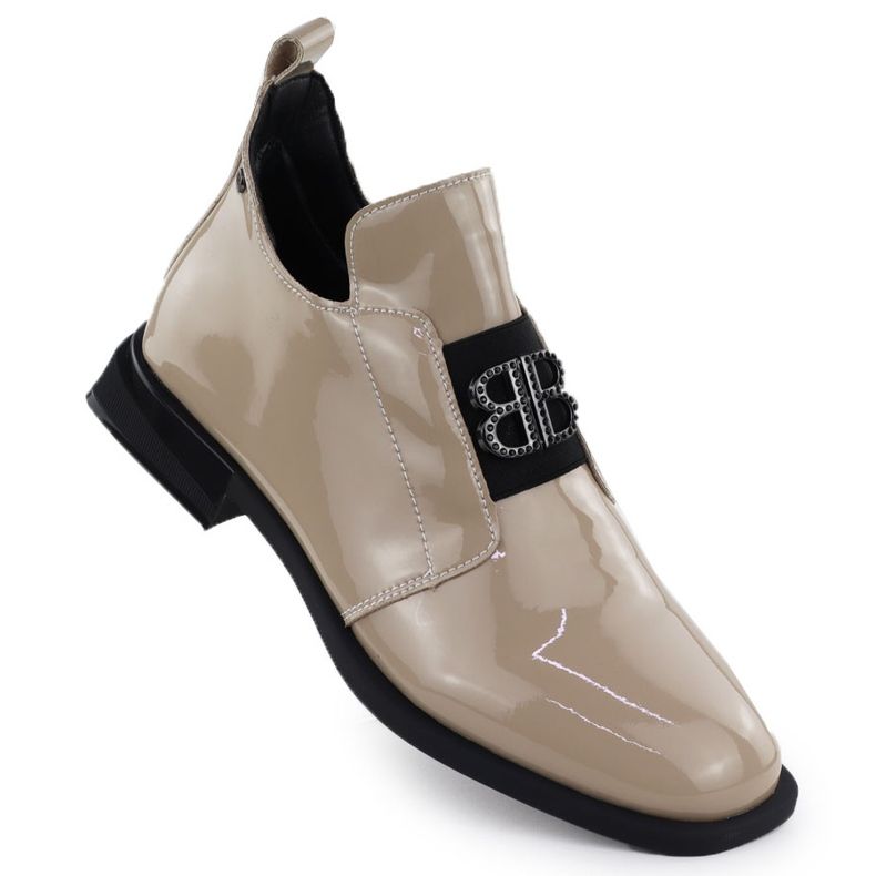 Naisten nahkakengät, jotka on lakattu koristeella beige filippo dbt4763