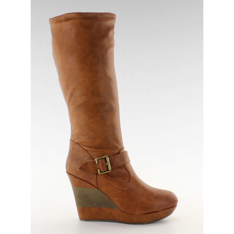 Platform kengät halkaistu kantapää 888-57 kameli ruskea monivärinen