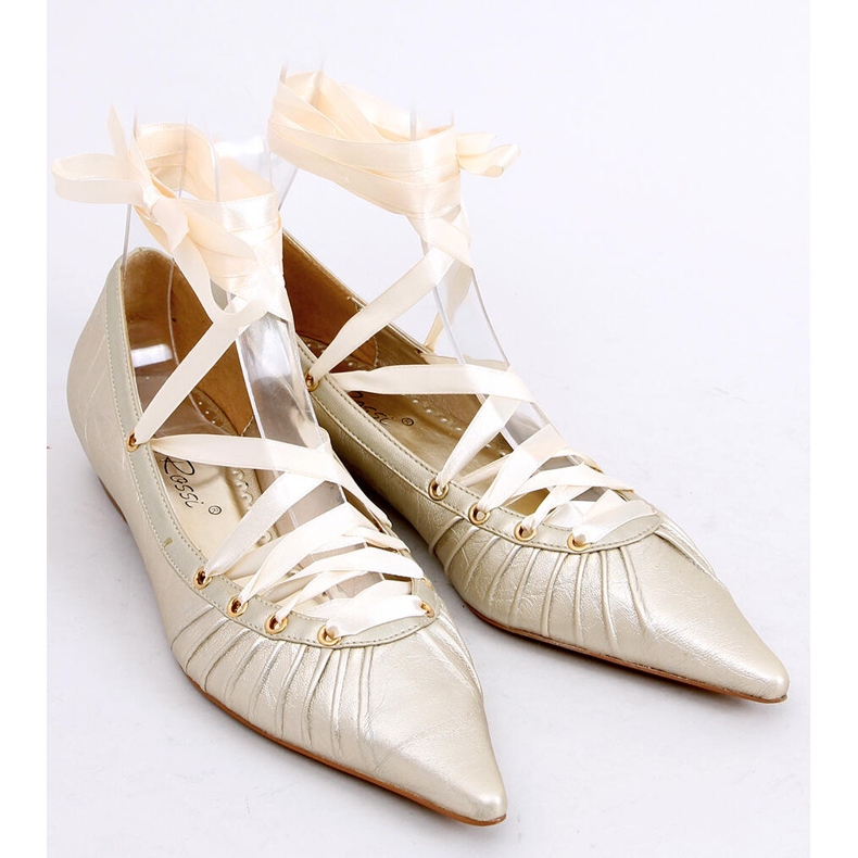 Ballerinat nauhalla nilkan ympärillä 391029-2 kameli harmaa