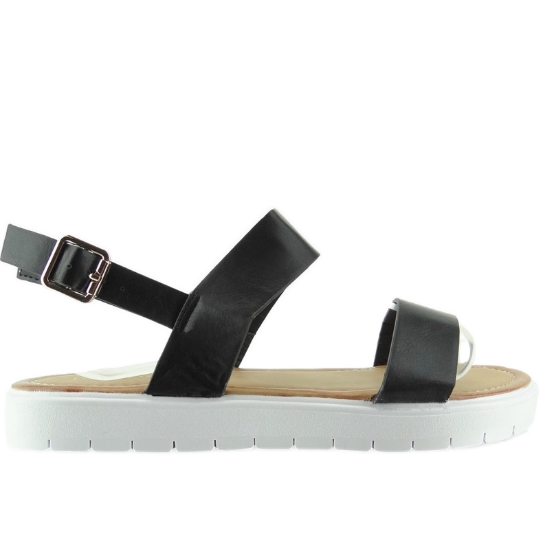 Mustat sandaalit LC-7 urheilupohjassa