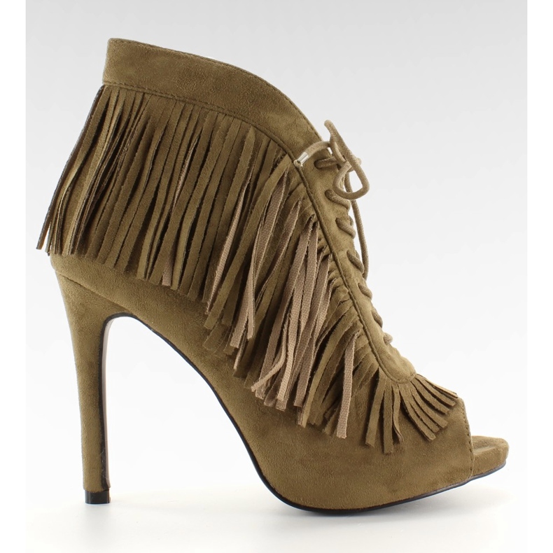 Avoimet nauhasaappaat, boho tyyli 11015 Vihreä