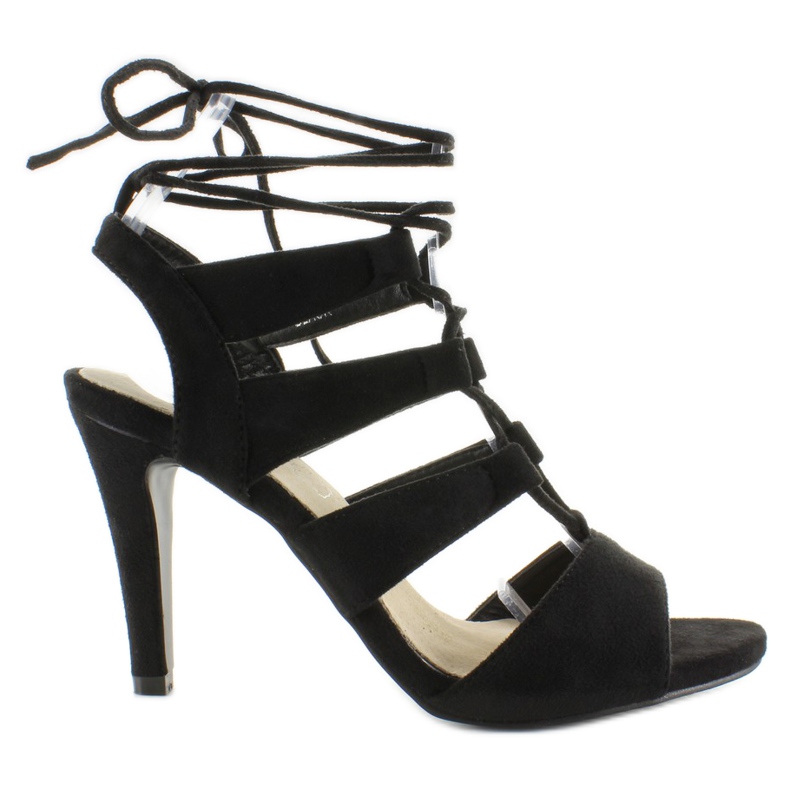 Mokkanahkasandaalit leveämmällä korkeakorkoisella M236P musta