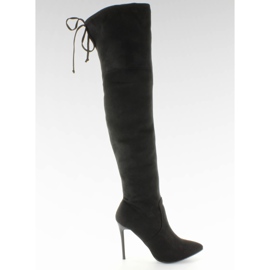 SY-10 Mustat sidotut reiteen korkeat saappaat