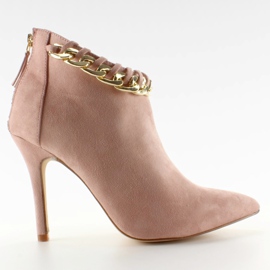 Saappaat napilla ketjulla vaaleanpunainen mokka