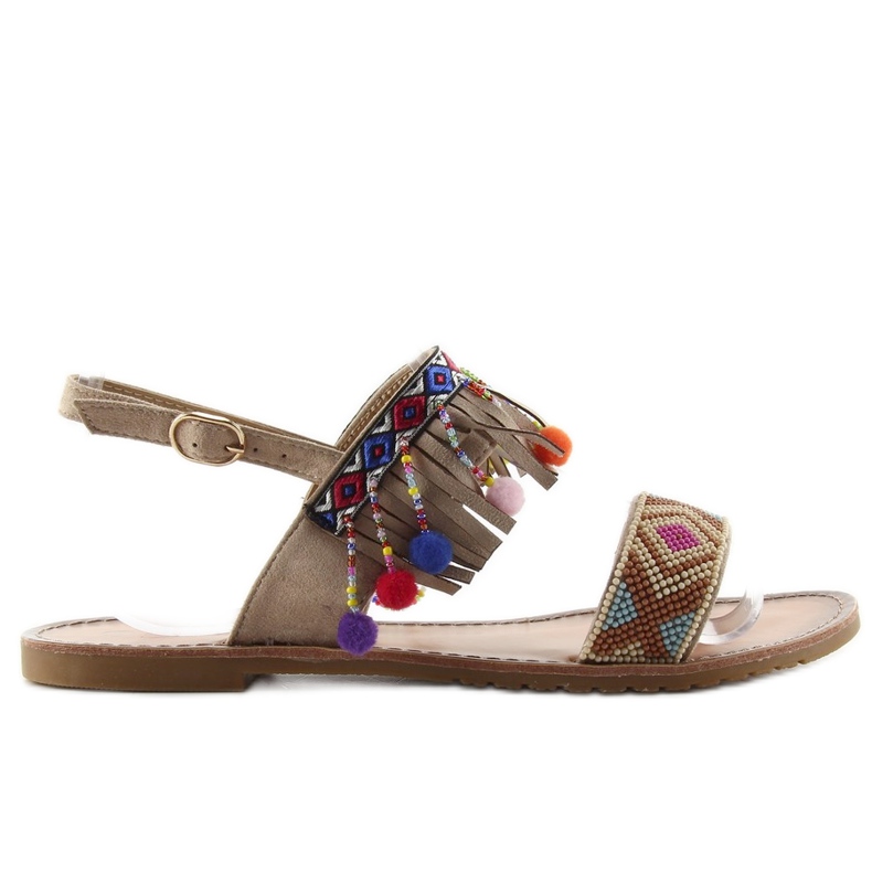 Upeat sandaalit CL60 beige-pomponeilla