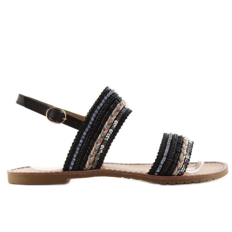 Sandaalit koristeellisilla teipeillä CL61 musta