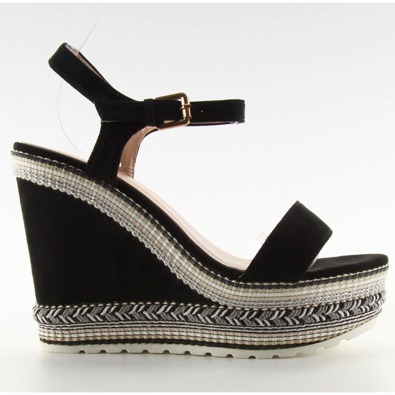 Kauniit sandaalit kiilalla LL-56 musta