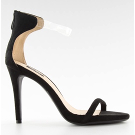 Sandaalit korkokengissä läpinäkyvällä vyöllä 5075 Musta