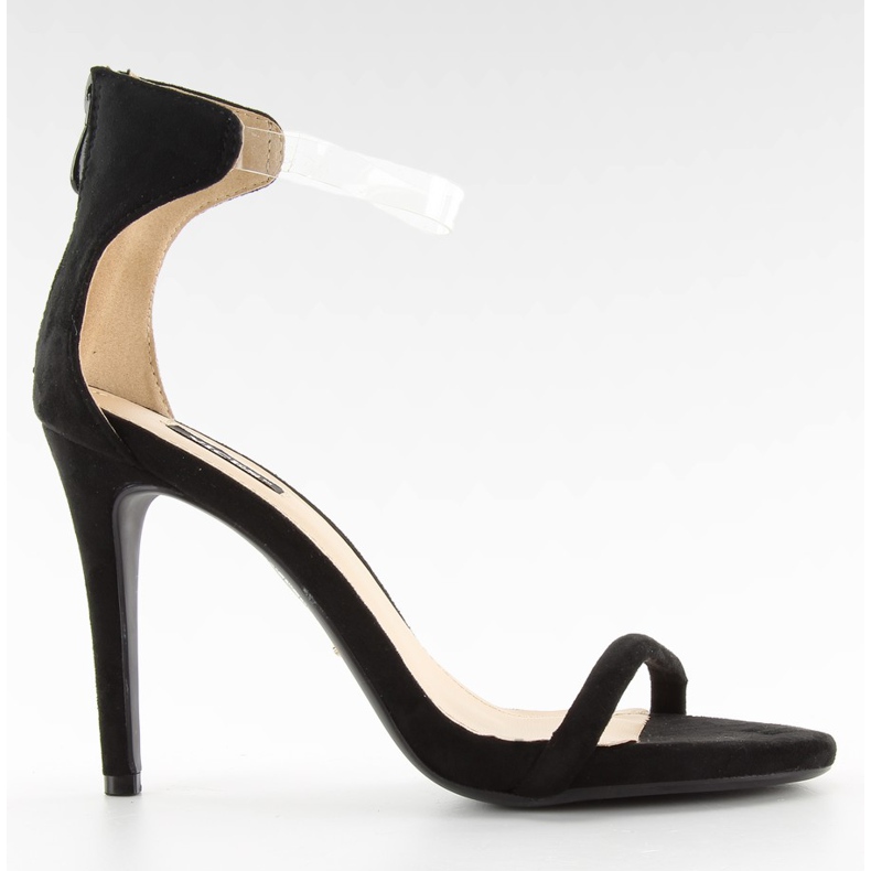 Sandaalit korkokengissä läpinäkyvällä vyöllä 5075 Musta