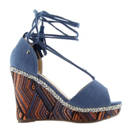 Nilkkaan sidotut kiila sandaalit 2075 sininen