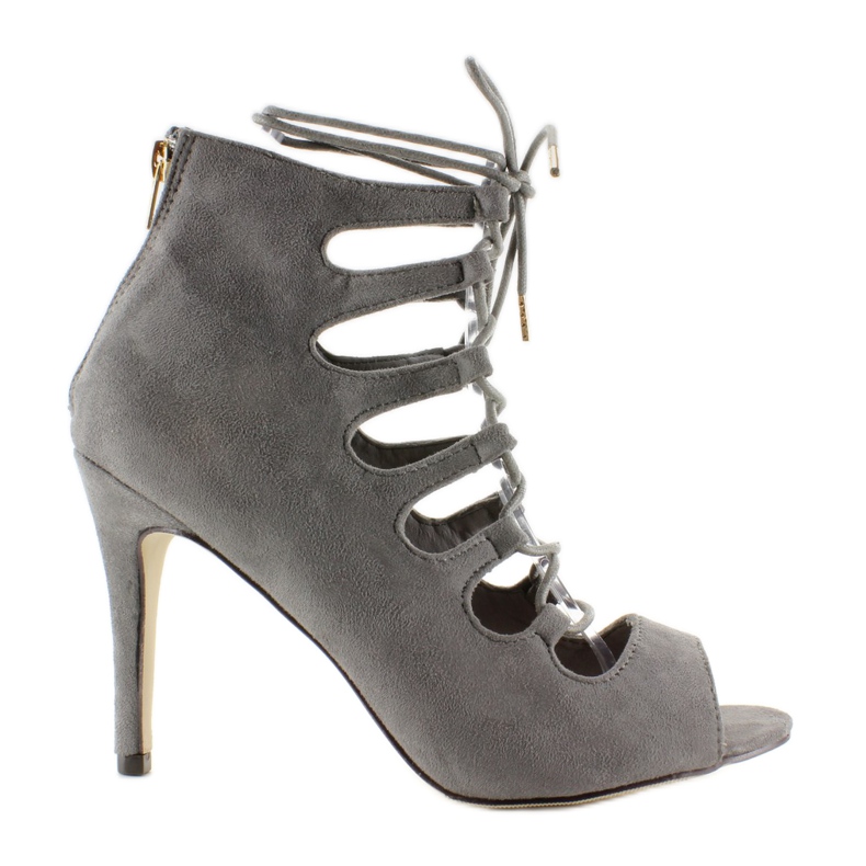 Nauhalliset sandaalit korkeakorkoisessa Qq01P harmaa