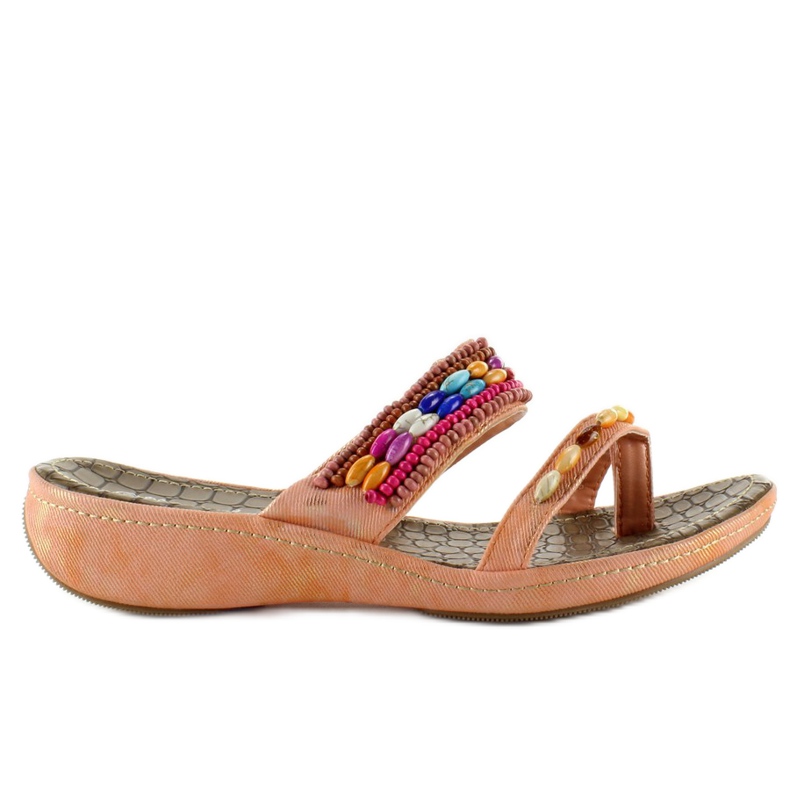 Varvastossut helmillä A123-6 lohi oranssi