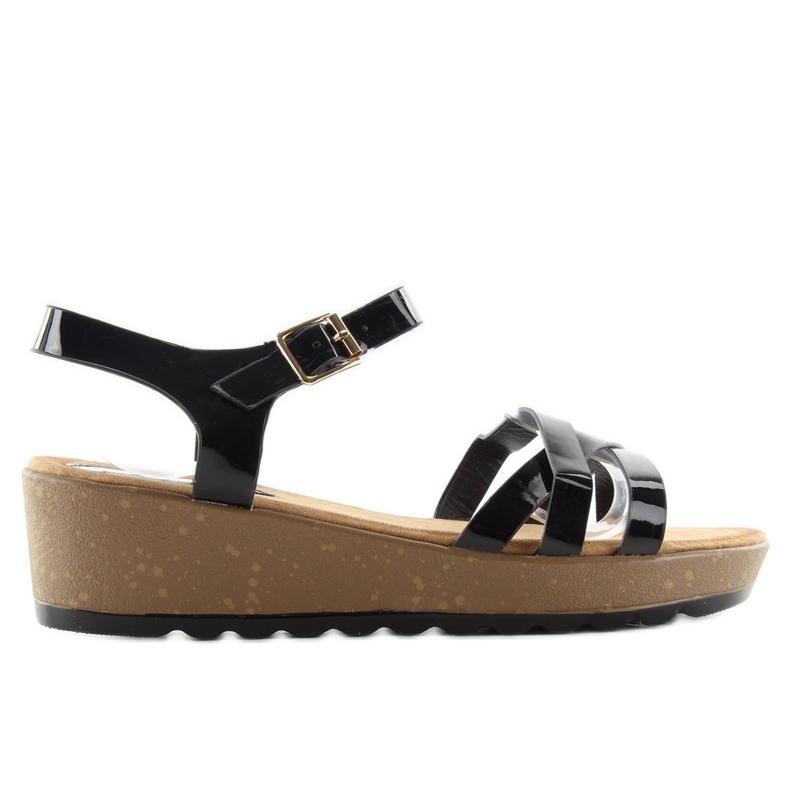 Sandaalit korkkikiilakorkolla 9051 musta