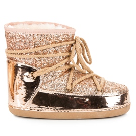 Ideal Shoes Sidotut lumisaappaat glitterillä vaaleanpunainen
