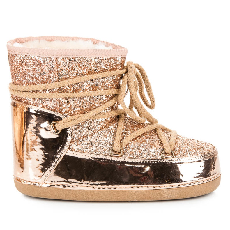 Ideal Shoes Sidotut lumisaappaat glitterillä vaaleanpunainen