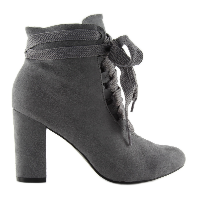 Harmaat nauhasaappaat korkokenkolla Bs083