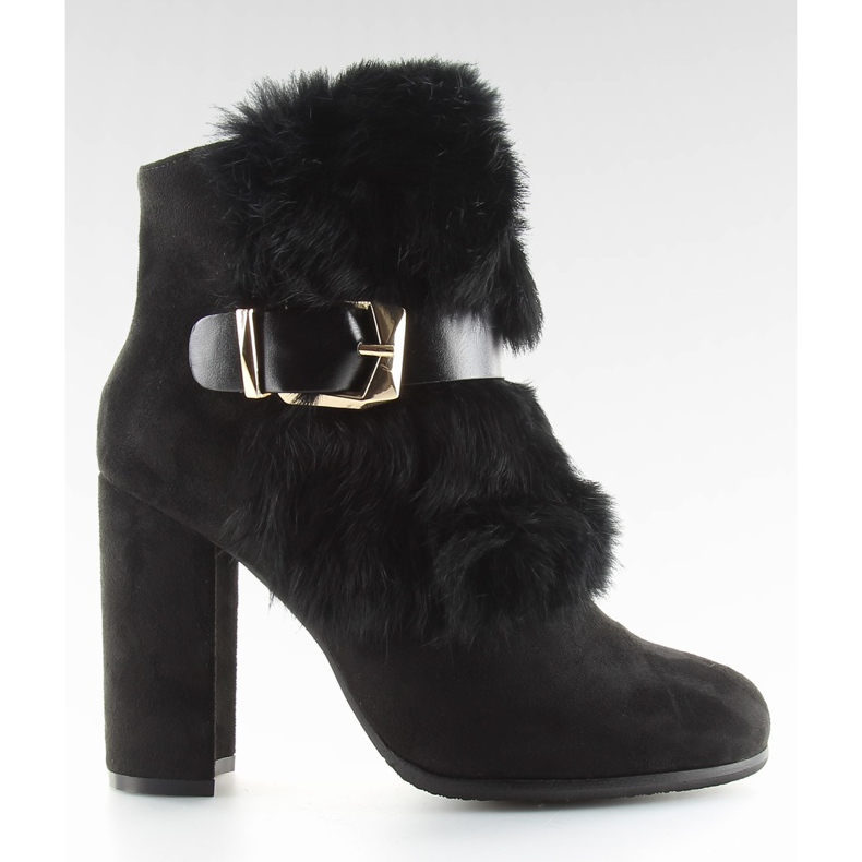 Mustat korkokengät, joissa on turkista musta 1316 musta