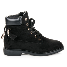 Ideal Shoes Nauhalla sidottu mokkanahka työntekijät musta