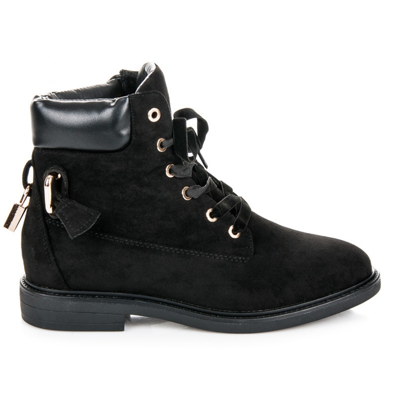 Ideal Shoes Nauhalla sidottu mokkanahka työntekijät musta